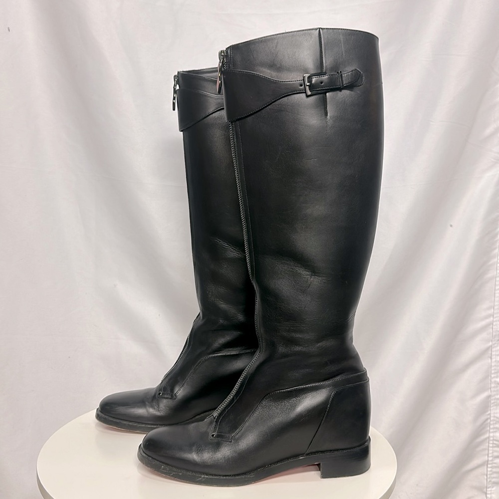 Christian Louboutin Black Leather Foresta Knee High Riding Boots | Size 39